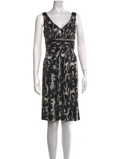 Pre-owned Teri Jon Animal Print Knee-length Dress W/ Tags In Black/grey