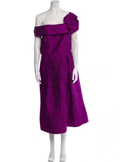 Pre-owned Teri Jon Animal Print Midi Length Dress W/ Tags In Purple