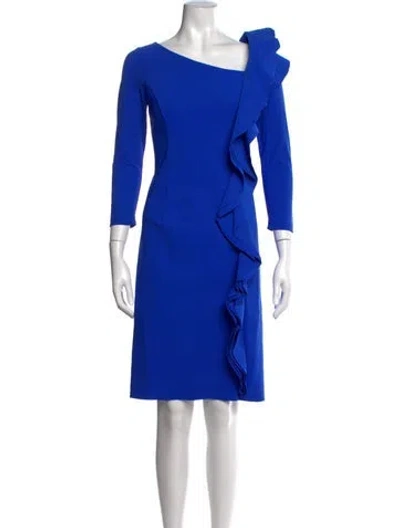 Pre-owned Teri Jon Asymmetrical Knee-length Dress In Blue