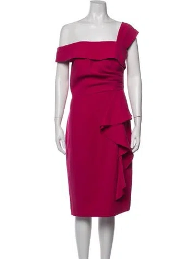 Pre-owned Teri Jon Asymmetrical Knee-length Dress In Pink