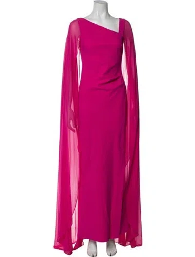 Pre-owned Teri Jon Asymmetrical Long Dress In Pink