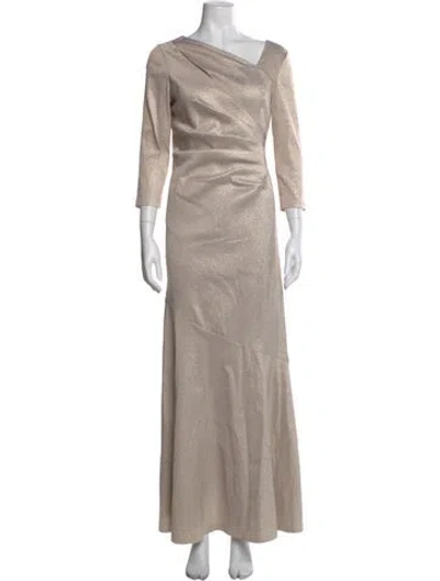 Pre-owned Teri Jon Asymmetrical Long Dress In Yellow