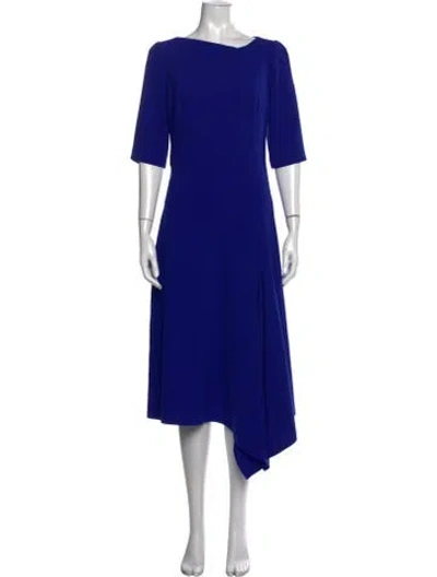 Pre-owned Teri Jon Asymmetrical Midi Length Dress In Blue