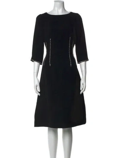 Pre-owned Teri Jon Bateau Neckline Knee-length Dress In Black