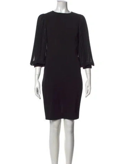 Pre-owned Teri Jon Bateau Neckline Knee-length Dress In Black