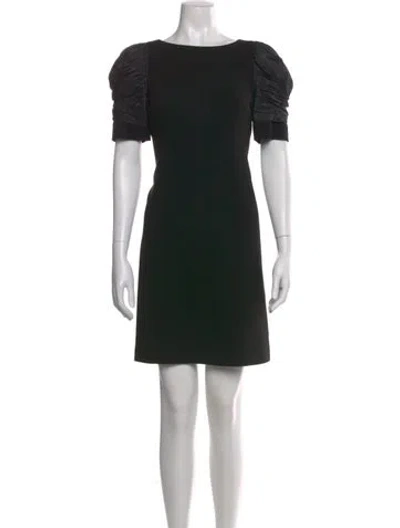 Pre-owned Teri Jon Bateau Neckline Knee-length Dress In Black