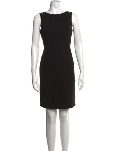 Pre-owned Teri Jon Bateau Neckline Knee-length Dress In Black