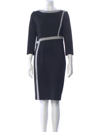 Pre-owned Teri Jon Bateau Neckline Knee-length Dress In Blue