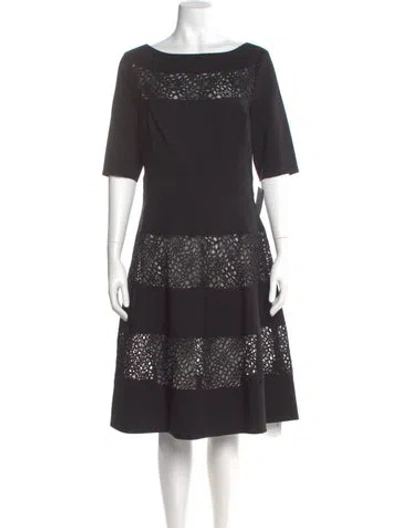 Pre-owned Teri Jon Bateau Neckline Knee-length Dress In Gray