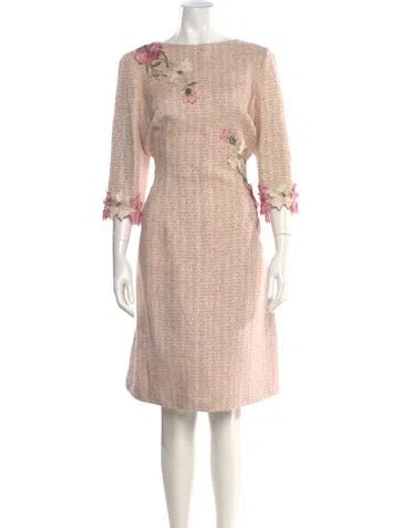 Pre-owned Teri Jon Bateau Neckline Knee-length Dress In Multi