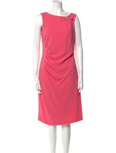 Pre-owned Teri Jon Bateau Neckline Knee-length Dress In Pink