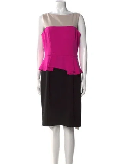 Pre-owned Teri Jon Bateau Neckline Knee-length Dress In Pink