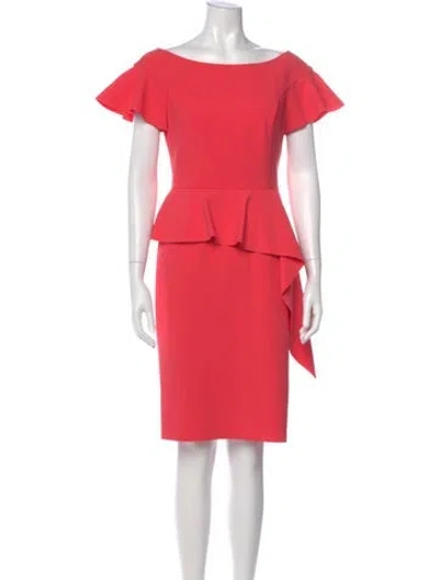 Pre-owned Teri Jon Bateau Neckline Knee-length Dress In Pink
