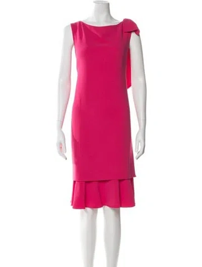 Pre-owned Teri Jon Bateau Neckline Knee-length Dress In Pink