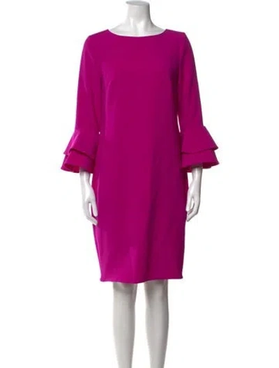 Pre-owned Teri Jon Bateau Neckline Knee-length Dress In Purple