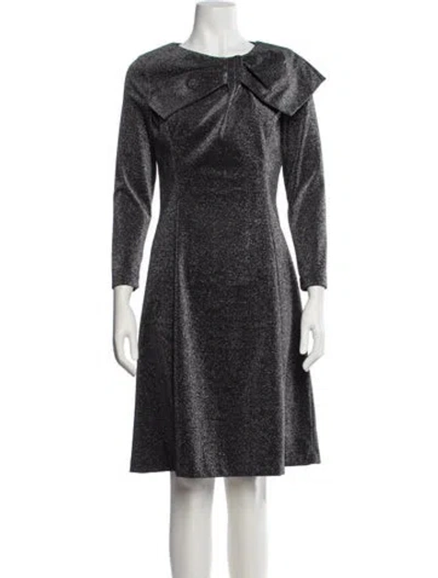 Pre-owned Teri Jon Bateau Neckline Knee-length Dress In Silver