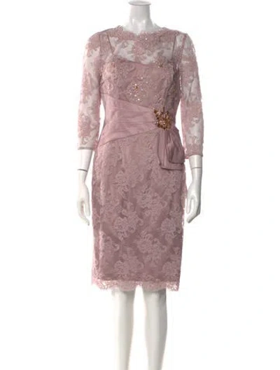 Pre-owned Teri Jon Bateau Neckline Knee-length Dress W/ Tags In Pink