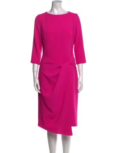 Pre-owned Teri Jon Bateau Neckline Long Dress In Pink