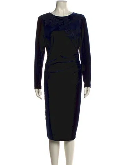 Pre-owned Teri Jon Bateau Neckline Midi Length Dress In Black