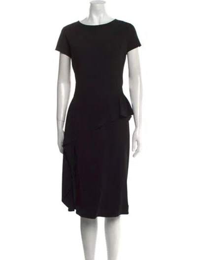 Pre-owned Teri Jon Bateau Neckline Midi Length Dress In Black