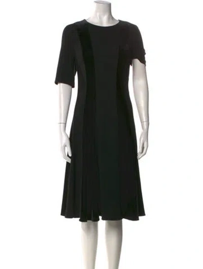 Pre-owned Teri Jon Bateau Neckline Midi Length Dress In Black