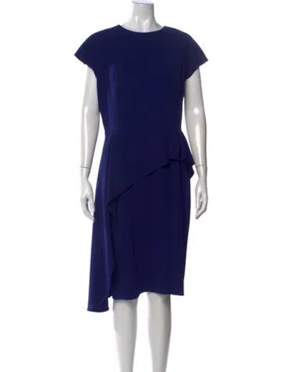 Pre-owned Teri Jon Bateau Neckline Midi Length Dress In Blue