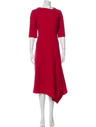 Pre-owned Teri Jon Bateau Neckline Midi Length Dress In Pink