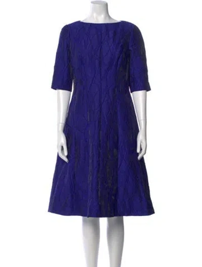 Pre-owned Teri Jon Bateau Neckline Midi Length Dress W/ Tags In Blue