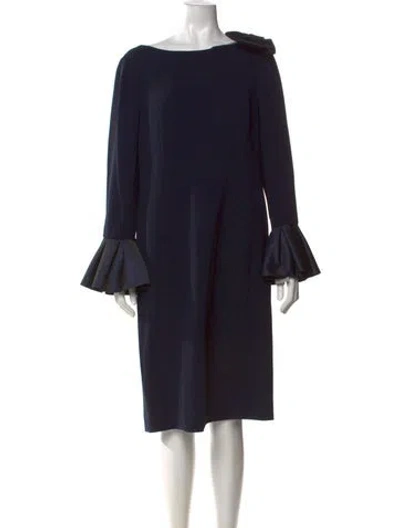 Pre-owned Teri Jon Bateau Neckline Midi Length Dress W/ Tags In Blue
