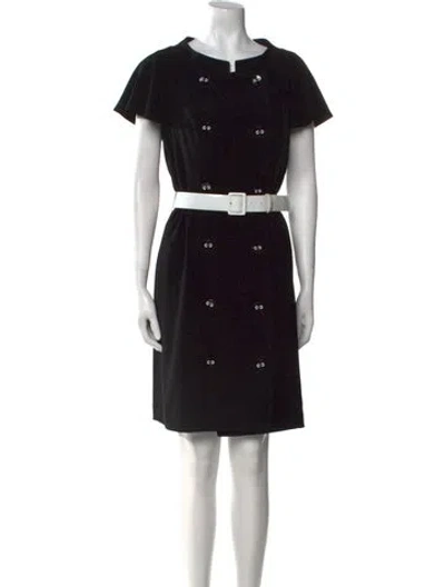 Pre-owned Teri Jon Bateau Neckline Mini Dress In Black