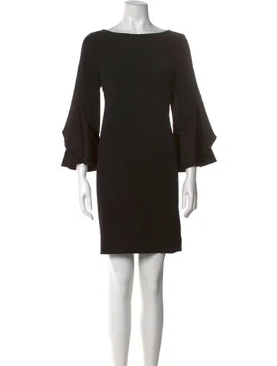 Pre-owned Teri Jon Bateau Neckline Mini Dress In Green