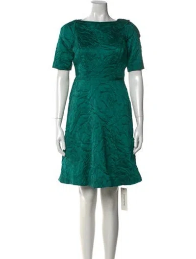 Pre-owned Teri Jon Bateau Neckline Mini Dress In Green