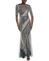 Teri Jon By Rickie Freeman Art Deco Gown In Multi