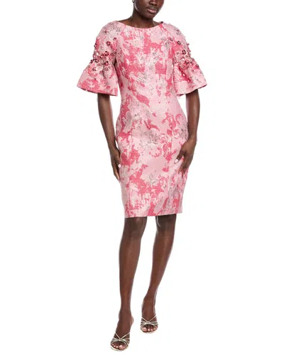 Teri Jon By Rickie Freeman Bateau Neck Sheath Dress In Pink