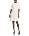 Teri Jon By Rickie Freeman Boucle Embellished Dress In White Cream