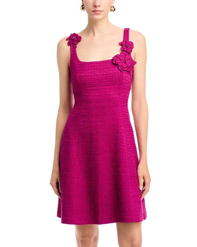 Teri Jon By Rickie Freeman Boucle Floral Applique Dress In Purple