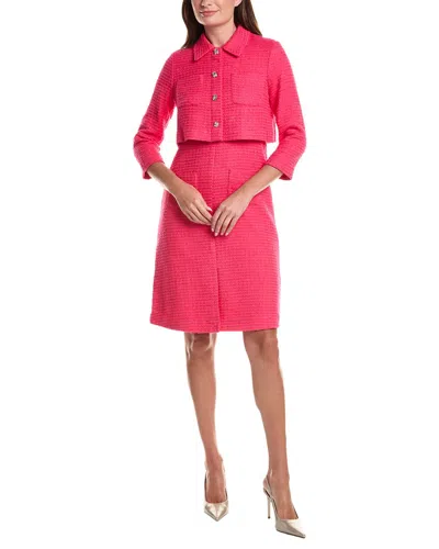 Teri Jon By Rickie Freeman Boucle Sheath Dress In Pink