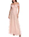 Teri Jon By Rickie Freeman Butterfly Applique Gown In Pink