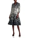 Teri Jon By Rickie Freeman Butterfly Button Front Dress In Black Silver