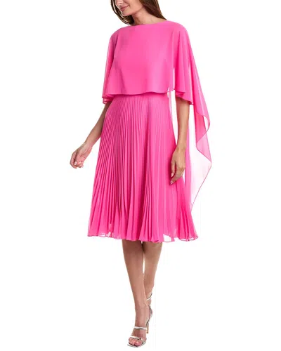Teri Jon By Rickie Freeman Chiffon Capelet Midi Dress In Pink | ModeSens