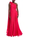 Teri Jon By Rickie Freeman Chiffon Drape Gown In Pink