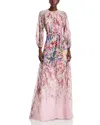 Teri Jon By Rickie Freeman Chiffon Floral Print A Line Dress