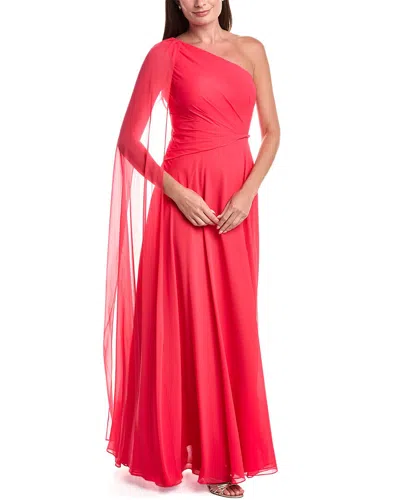 Teri Jon By Rickie Freeman Chiffon One-shoulder Drape Gown In Multi