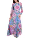 Teri Jon By Rickie Freeman Chiffon Whimsical Floral Gown In Multi
