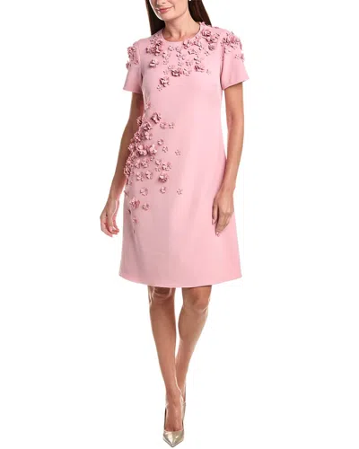 Teri Jon By Rickie Freeman Crepe 3d A-line Dress In Pink