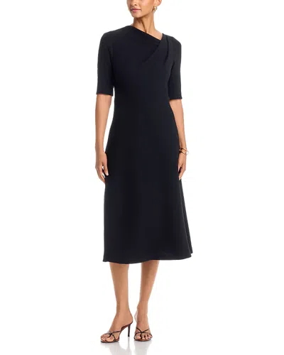 Teri Jon By Rickie Freeman Crepe Asymmetrical Dress In Black