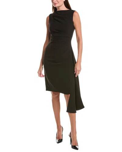 Teri Jon By Rickie Freeman Crepe Asymmetrical Hem Ruched Side Dress In Multi