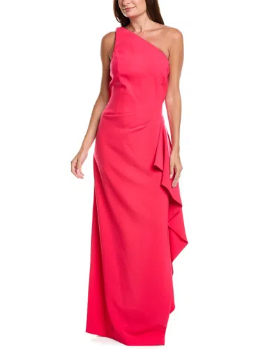 Teri Jon By Rickie Freeman Crepe Cascade Ruffle Gown In Pink