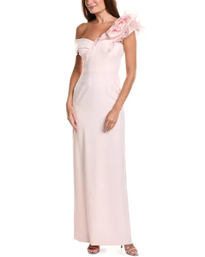 Teri Jon By Rickie Freeman Crepe Column Gown In Pink