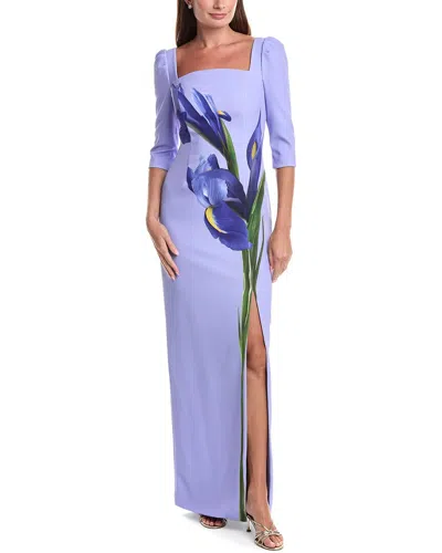 Teri Jon By Rickie Freeman Crepe Column Gown In Purple